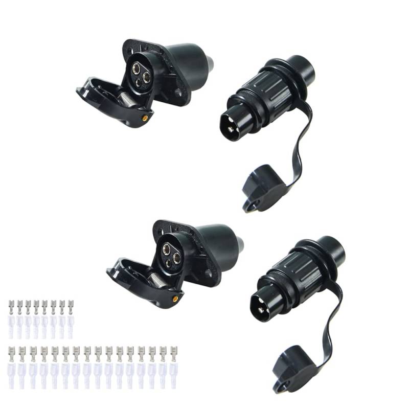 Feuunly 2 Stück x Stecker 3 Poliger Und Steckdose 3 Poliger, 12V Traktor Stecker Steckdose 3 Polig Din 9680, Wasserdicht Stecker 3 Polig Für LKW PKW KFZ Traktor Anhänger Landwirtschaftliche Maschinen von Feuunly