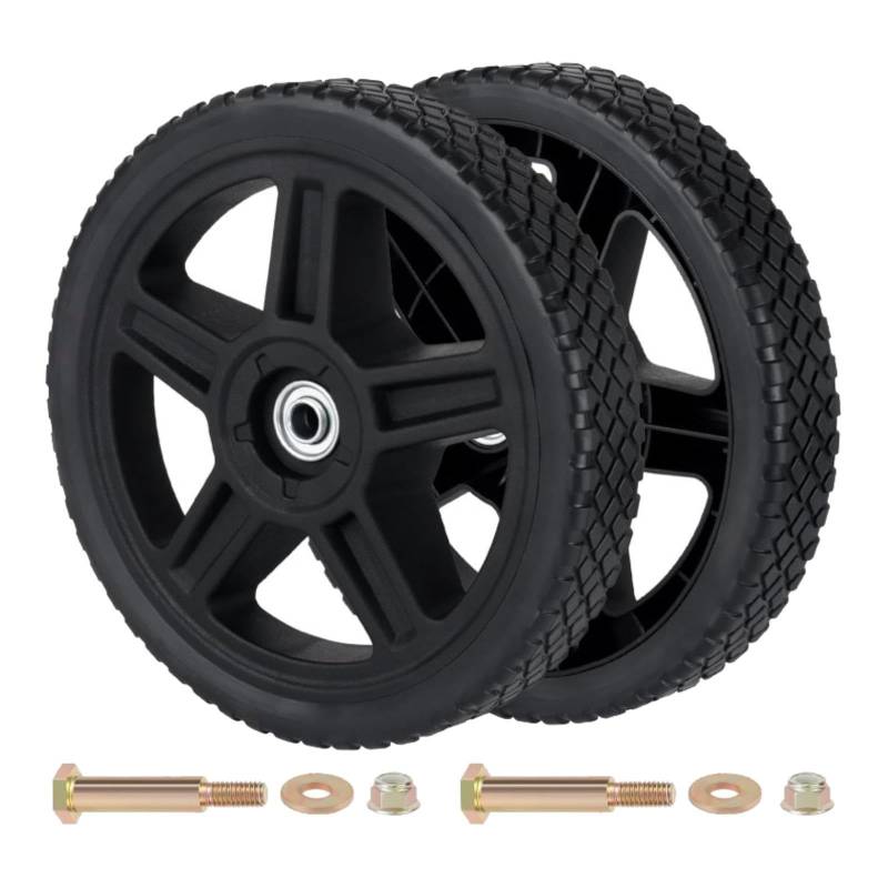 FewNvWa 2x Ersatzräder für Schubmäher - Universelle PP-Räder mit Stoßdämpfung für Rasenmäher & Gartengeräte, 12inch 30.5x4.5cm von FewNvWa
