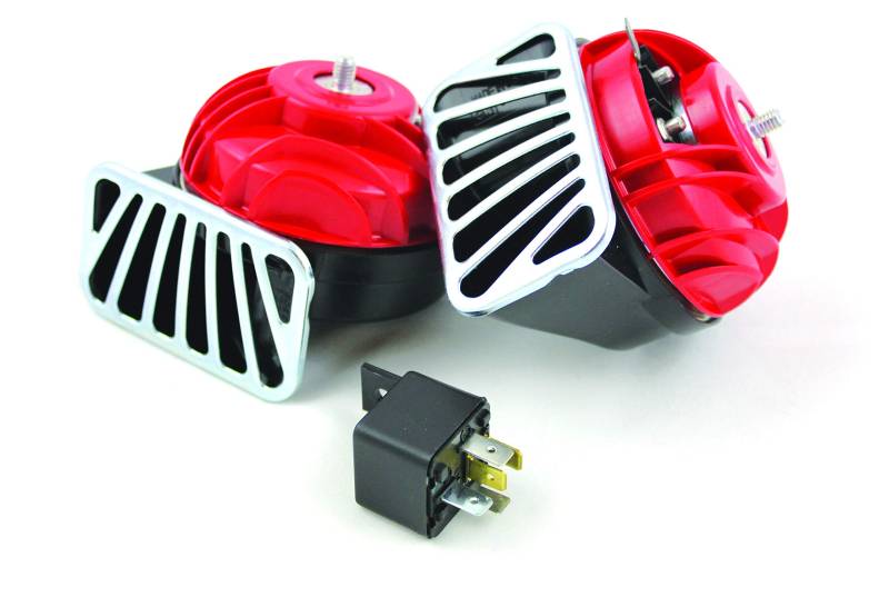 Fiamm El Grande Twin Electric Horn, Universelle Passform, Rot, Stahl, Acrylnitril-Butadien-Styrol (ABS), 128 Dezibel, 12 Volt, Motorrad, UTV, ATV, PKW von Fiamm