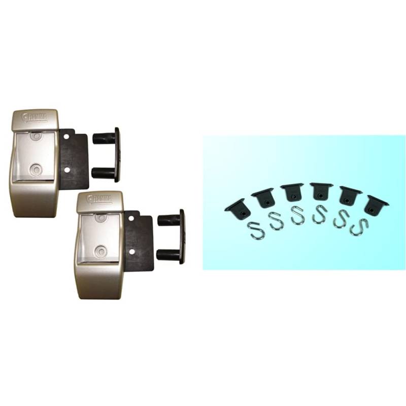 Fiamma 98655-728 Wall Brackets – Wandhalterungen Alu - Silber & 98655-743 Markisenhaken 6-er Set von Fiamma