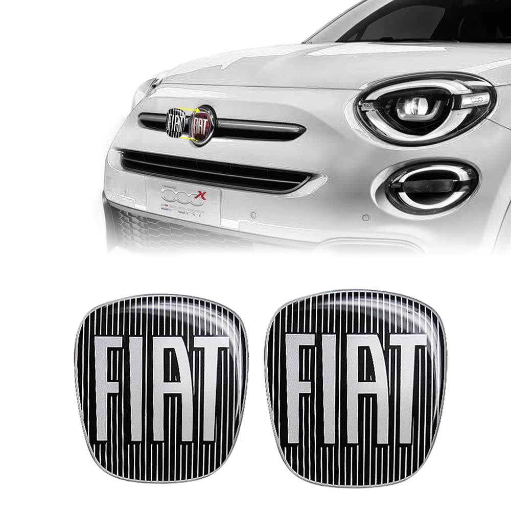 Fiat 14186C-14187A 3D Aufkleber Logo 500X, Schwarz, 2 Stücke, Vorne und Hinten von Fiat