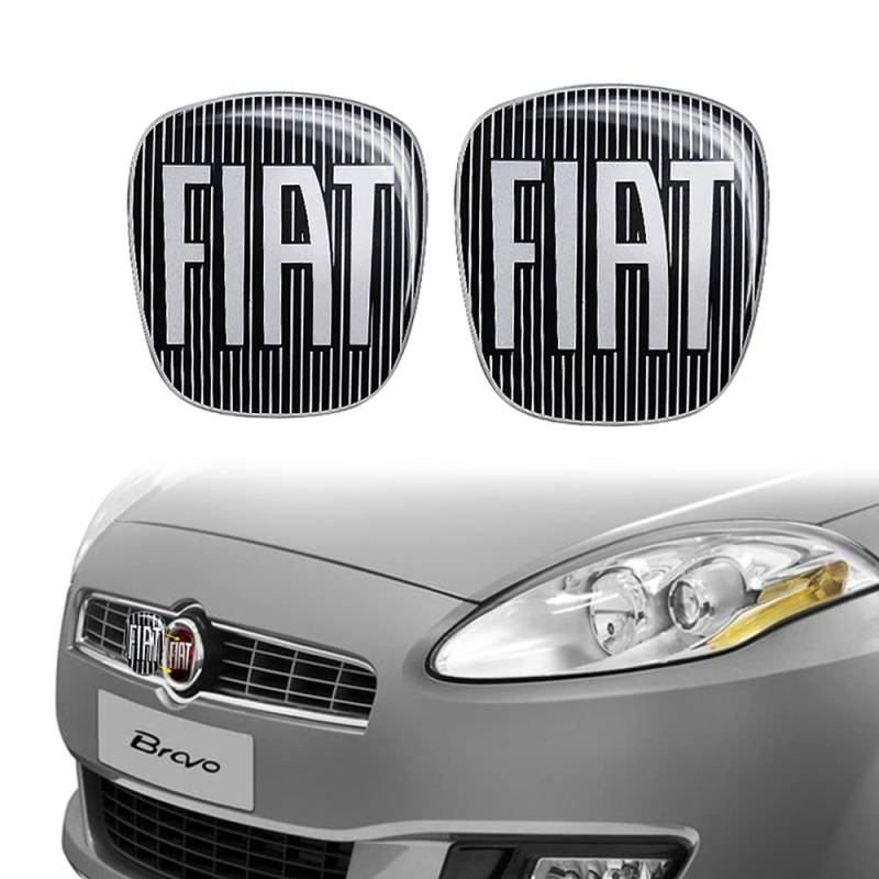 Fiat 14186D-14187B 3D Aufkleber Logo Bravo, Schwarz, 2 Stücke, Vorne und Hinten von Fiat