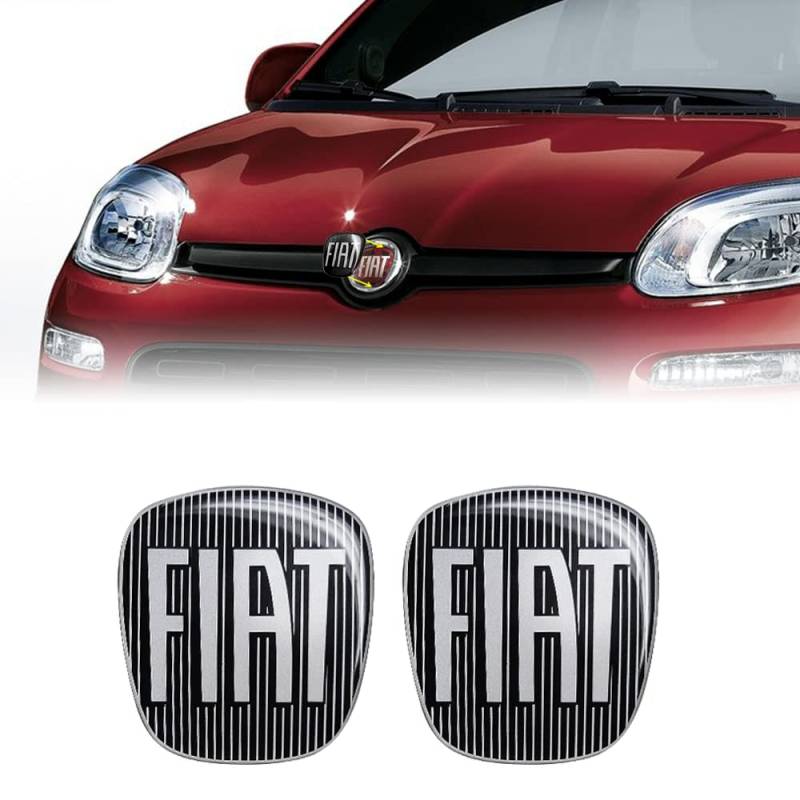 Fiat 14186F-2Pz 3D Aufkleber Logo Panda nach 2012, Schwarz, 2 Stücke Vorne und Hinten, 71 x 65 mm von Fiat