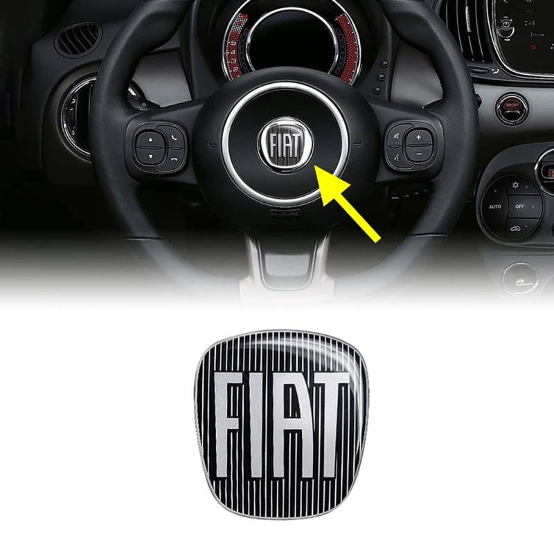 Fiat 14193 3D Aufkleber Logo für 500 Lenkrad, Schwarz, 40 x 43 mm von Fiat