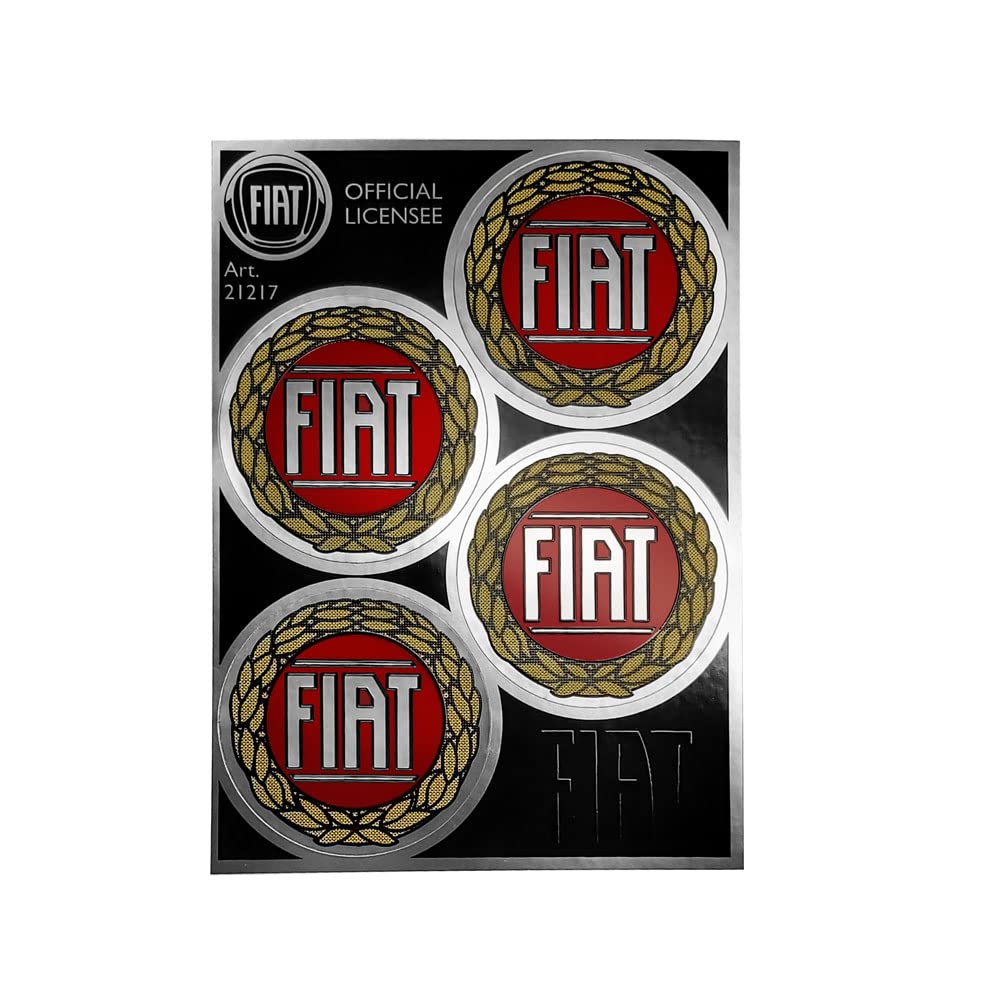 Fiat 21217 Offizielles Aufkleber 4 Logo Rot, Durchmesser 48 mm Fiat 21217 Offizielles Aufkleber 4 Logo Rot, Durchmesser 48 mm von Fiat