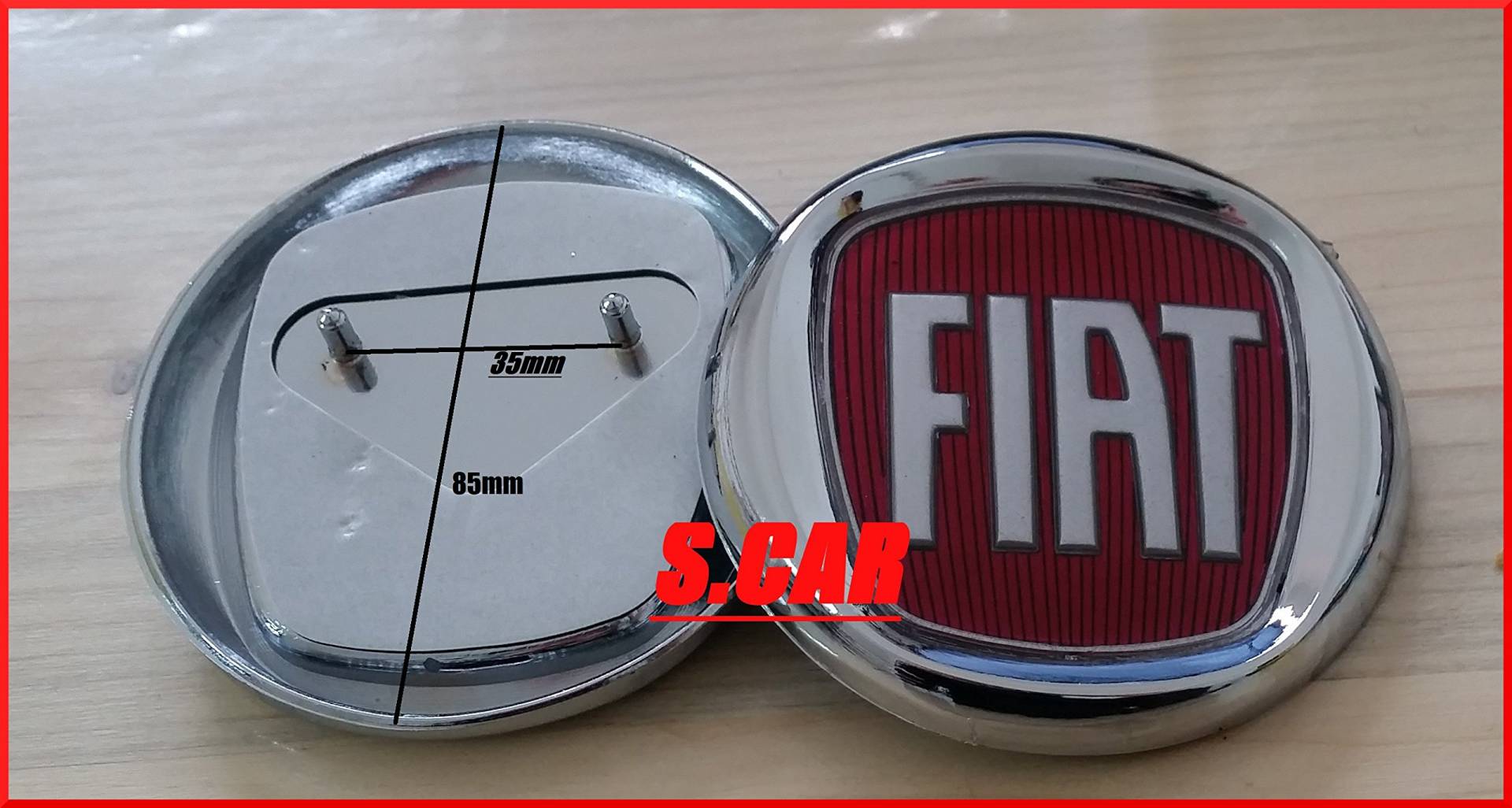 Fregio Logo Fiat Rot Panda Doblo Chrom 85 mm hinten von Fiat