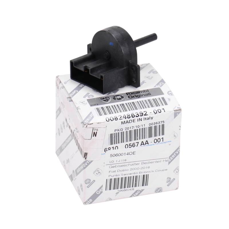 Fiat Original Gebläseschalter Bedienteil Heizung 82486392 - Kippschalter, 4-Wege, Druckknopf, AUF-AUF-AN, Schwarz von Fiat