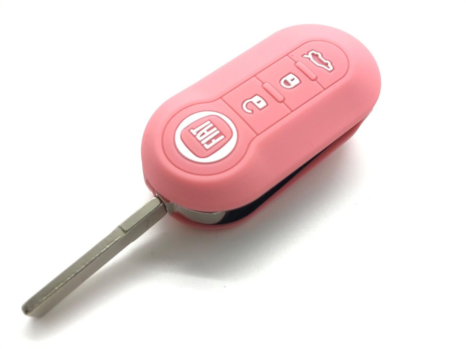 Schlüsselgehäuse für Autofunkschlüssel, 100% hochwertiges Silikon, 3 Tasten, für einklappbaren Schlüssel (Pink) von Fiat