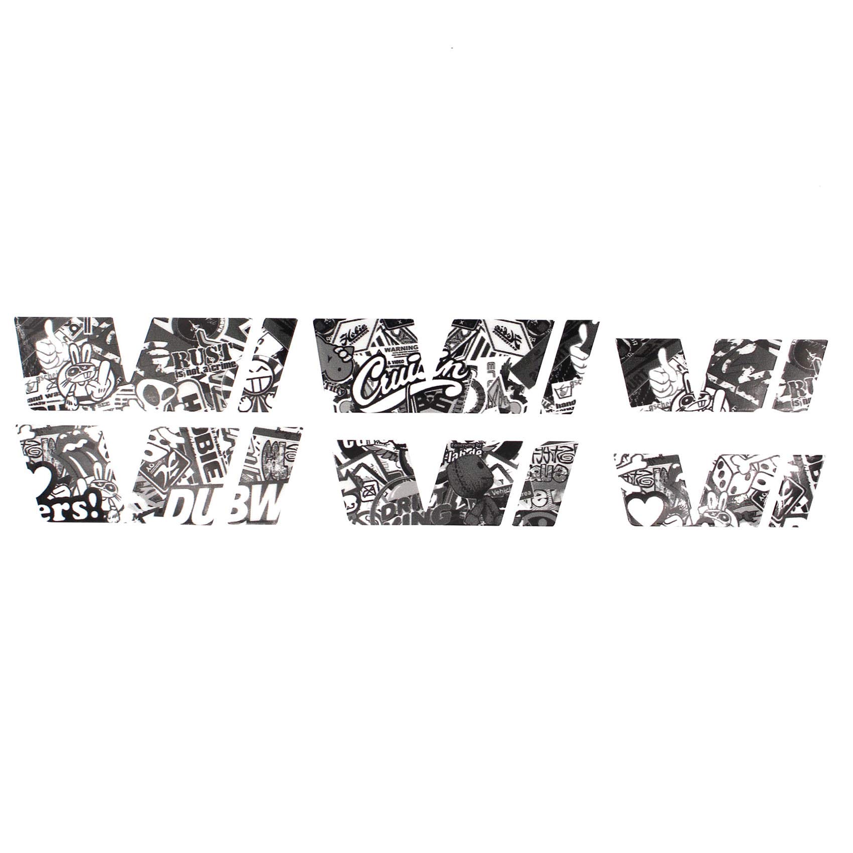 Finest-Folia Emblem Folie Set passgenau für Innenflächen Skin Logo Aufkleber Kühlergrill (R017 Stickerbomb Schwarz-Weiß) von Finest-Folia