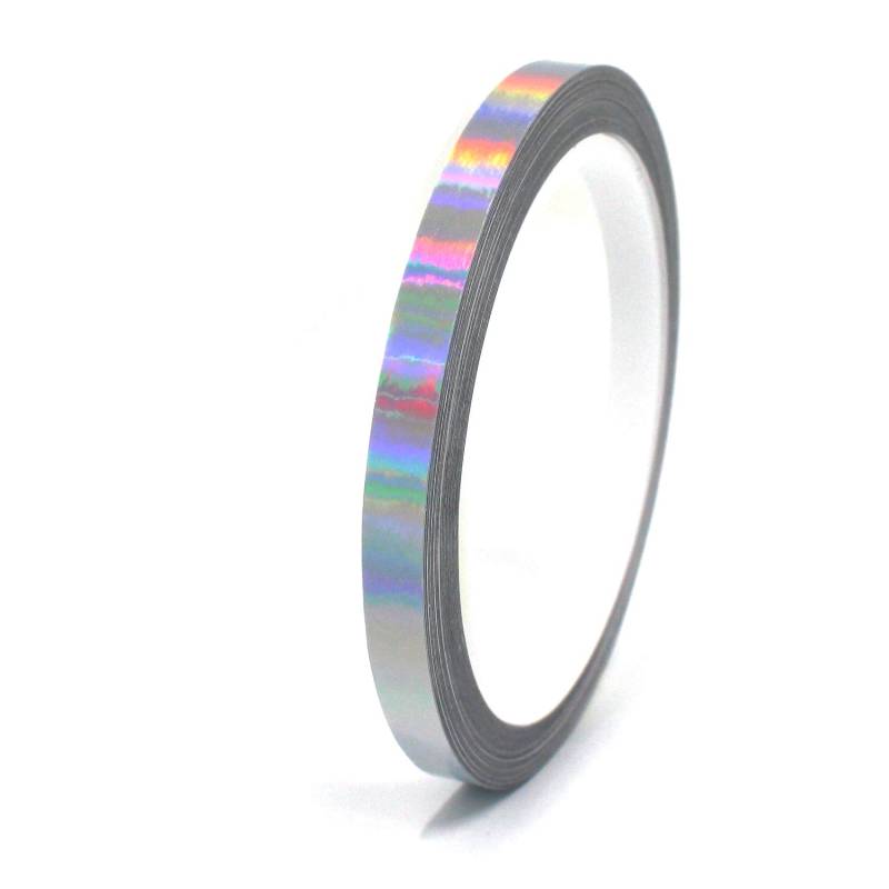 Finest Folia (0,79€/m) 10 Meter Hologramm Zierstreifen Basteln Möbel Auto Motorrad Modellbau Deko Dekorstreifen Klebestreifen selbstklebend DIY (Hologramm Silber, 6mm Breite) von Finest Folia