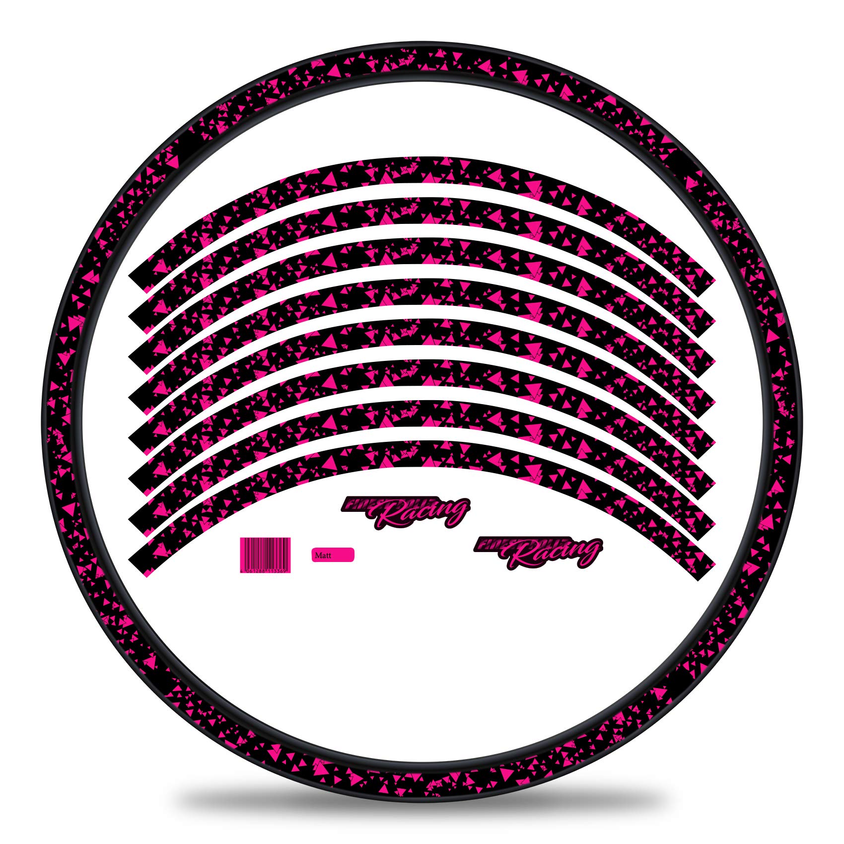 16-teiliges Set Felgenrandaufkleber Sticker für Fahrrad Felgen im Delta Design Komplett Set für 27" 29" für Rennrad Mountainbike MTB Laufrad R029 (Neon Pink, Matt) von Finest Folia