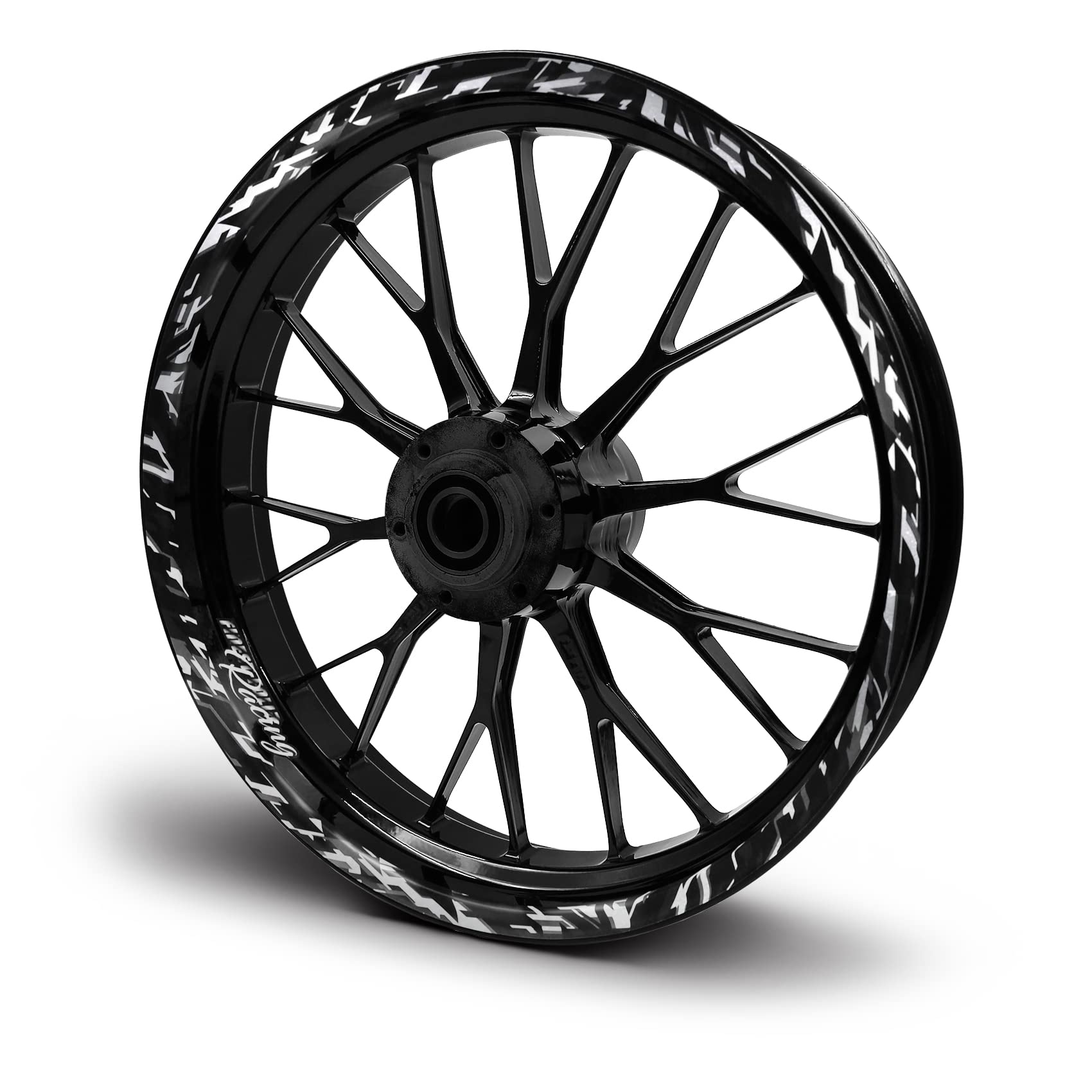16-teiliges Set Felgenrandaufkleber Sticker für Motorrad Auto Felgen Future Design Komplett Set Felgenaufkleber für 15" 16" 17" 18" 19 Zoll MR017 (Silber Metallic, Glanz) von Finest Folia