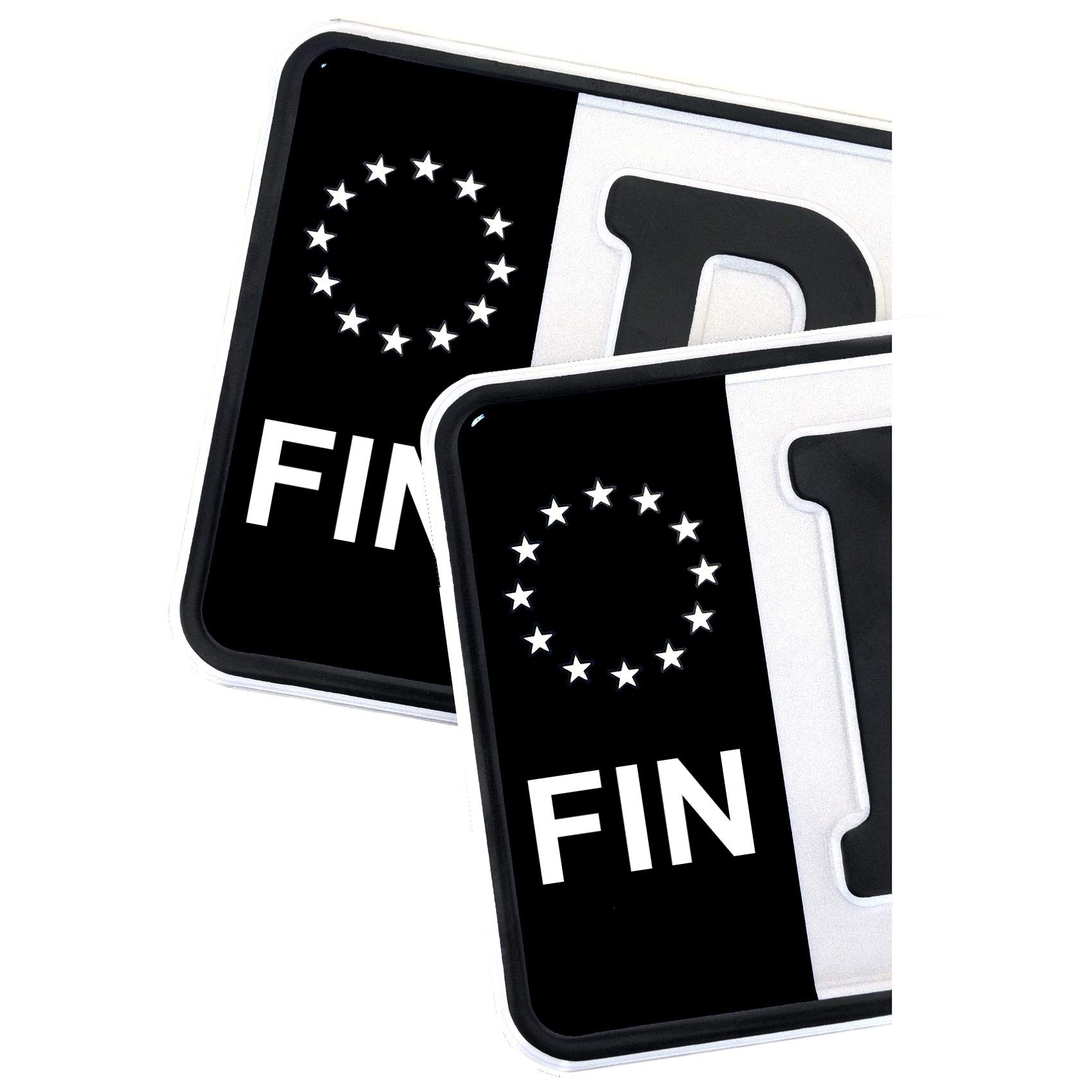 2 x Kennzeichen Sticker passgenau für EU Feld 11x5cm Design Aufkleber für Nummernschild Folie KFZ Schwarz oder mit Fahne waschstraßenfest R059 (06 Finnland, Classic) von Finest Folia