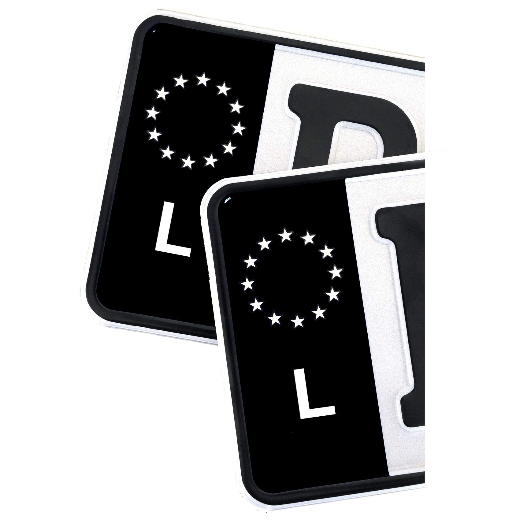 Finest Folia 2 x Kennzeichen Sticker passgenau für EU Feld 11x5cm Design Aufkleber für Nummernschild Folie KFZ Schwarz oder mit Fahne waschstraßenfest R059 (14 Luxemburg, Classic) von Finest Folia
