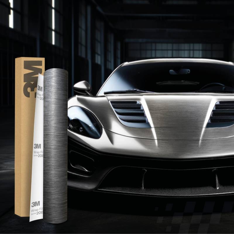 3M 2080 Car Wrapping Folie Selbstklebende Autofolie für Auto Motorrad Boot 3D Lackschutzfolie mit Luftkanälen zum Folieren (B201 Brushed Steel, 250 x 152cm) von Finest Folia