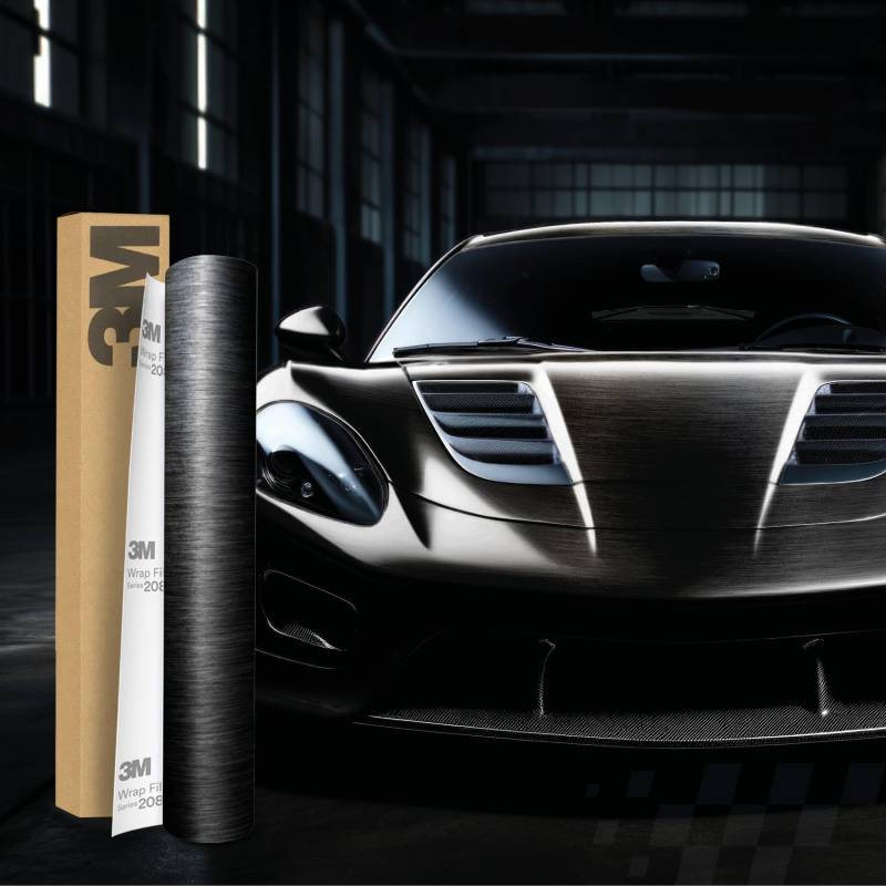 3M 2080 Car Wrapping Folie Selbstklebende Autofolie für Auto Motorrad Boot 3D Lackschutzfolie mit Luftkanälen zum Folieren (B212 Brushed Black Metallic, 300 x 152cm) von Finest Folia
