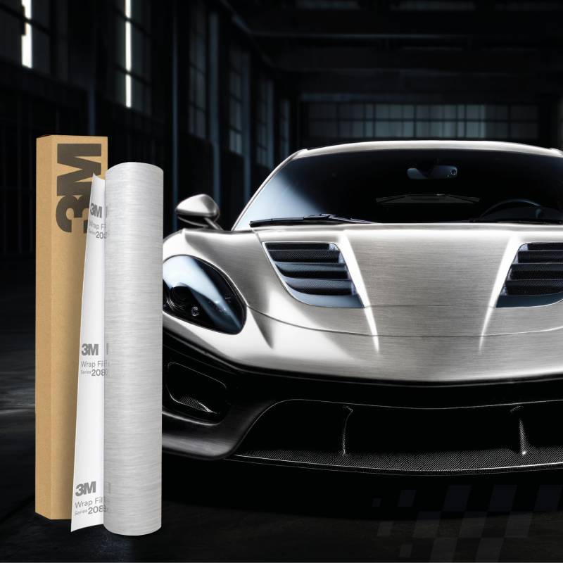 3M 2080 Car Wrapping Folie Selbstklebende Autofolie für Auto Motorrad Boot 3D Lackschutzfolie mit Luftkanälen zum Folieren (BR120 Brushed Aluminum, 200 x 152cm) von Finest Folia