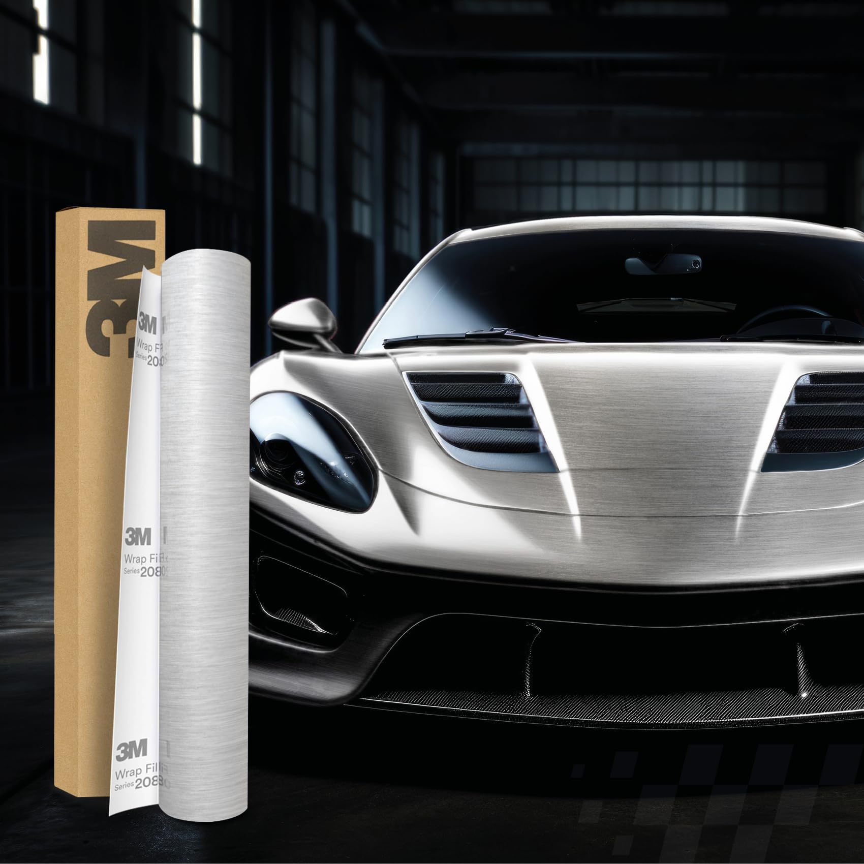3M 2080 Car Wrapping Folie Selbstklebende Autofolie für Auto Motorrad Boot 3D Lackschutzfolie mit Luftkanälen zum Folieren (BR120 Brushed Aluminum, 500 x 152cm) von Finest Folia