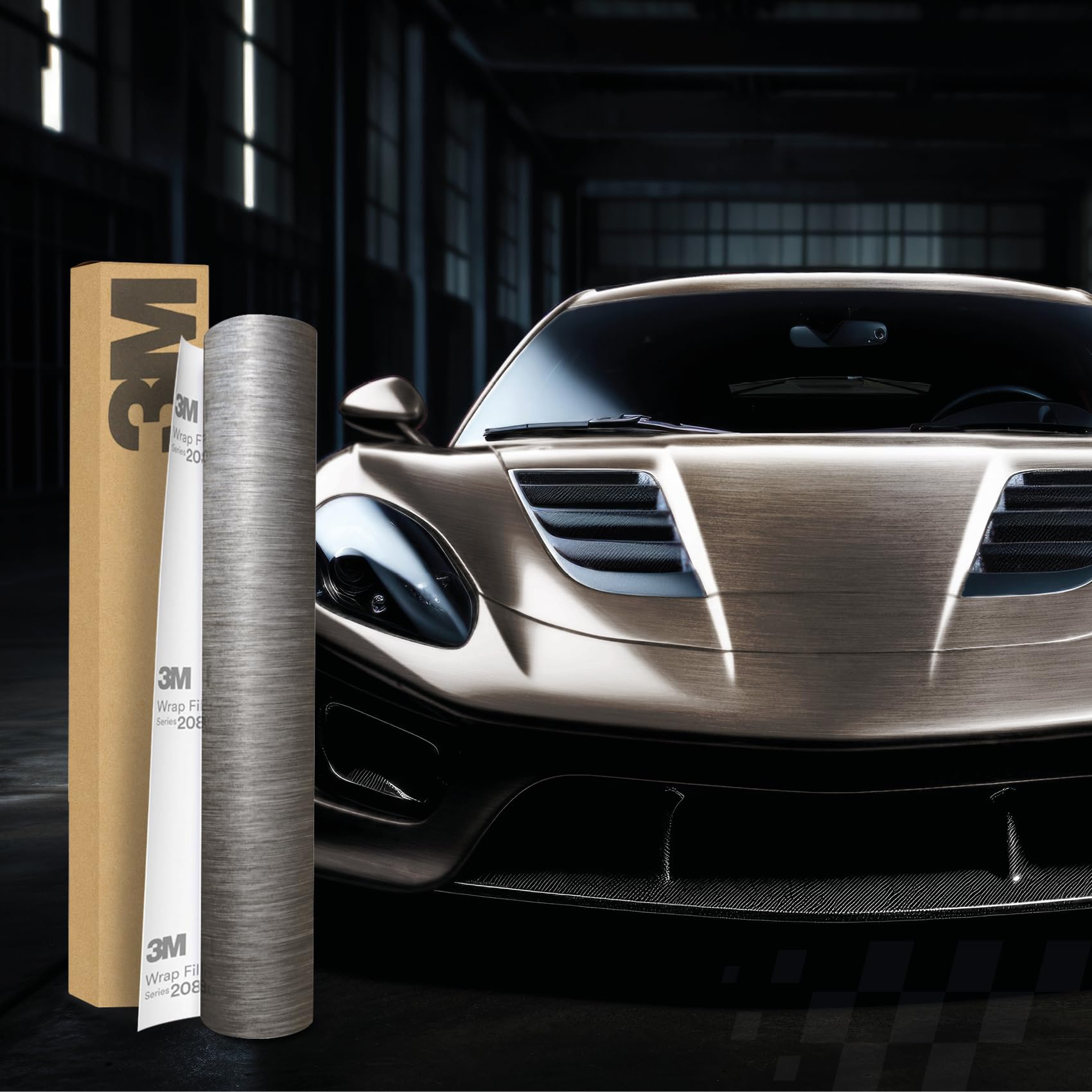 3M 2080 Car Wrapping Folie Selbstklebende Autofolie für Auto Motorrad Boot 3D Lackschutzfolie mit Luftkanälen zum Folieren (BR230 Brushed Titanium, 350 x 152cm) von Finest Folia