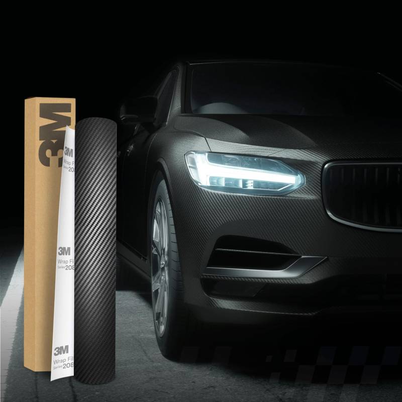 3M 2080 Car Wrapping Folie Selbstklebende Autofolie für Auto Motorrad Boot 3D Lackschutzfolie mit Luftkanälen zum Folieren (CFS12 Carbon Fiber Black, 350 x 152cm) von Finest Folia