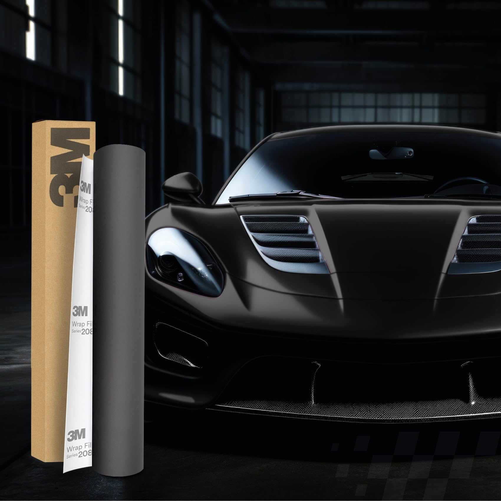 3M 2080 Car Wrapping Folie Selbstklebende Autofolie für Auto Motorrad Boot 3D Lackschutzfolie mit Luftkanälen zum Folieren (DM12 Dead Matte Black, 22,86m x 152cm (Vollrolle)) von Finest Folia