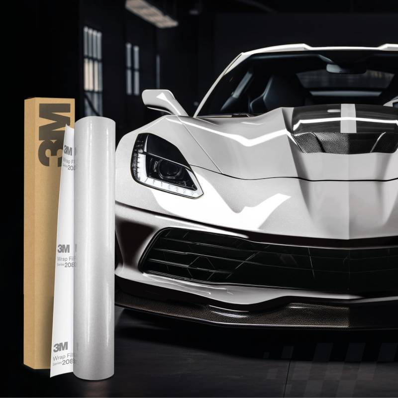 3M 2080 Car Wrapping Folie Selbstklebende Autofolie für Auto Motorrad Boot 3D Lackschutzfolie mit Luftkanälen zum Folieren (G120 Gloss White Aluminum, 500 x 152cm) von Finest Folia