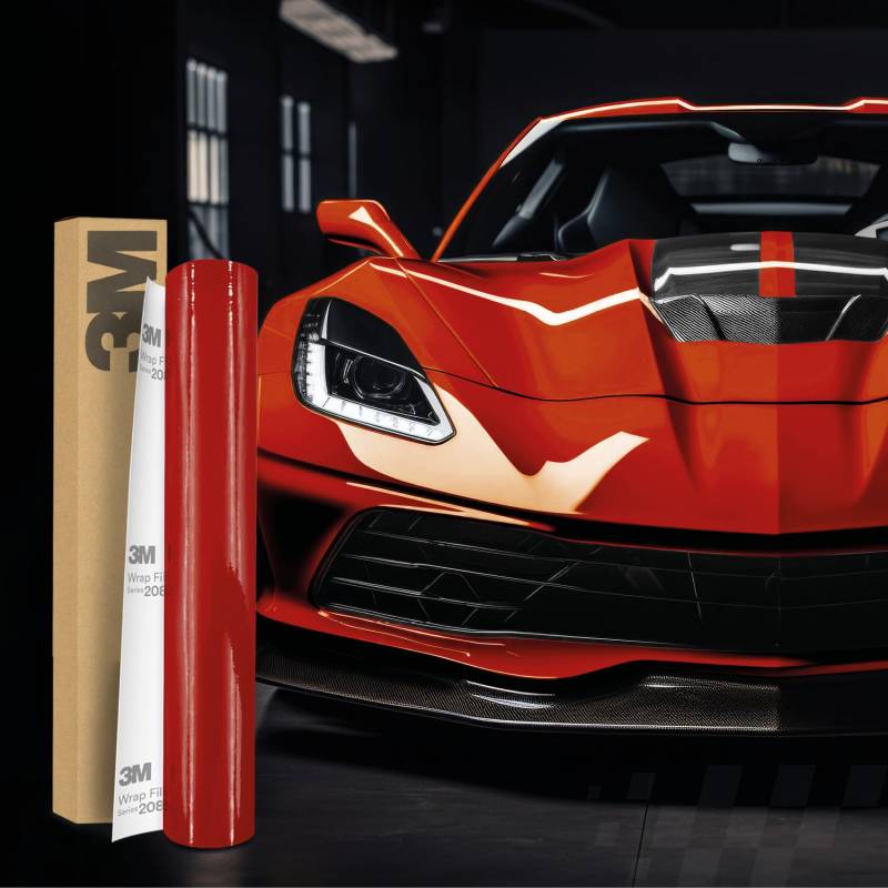 3M 2080 Car Wrapping Folie Selbstklebende Autofolie für Auto Motorrad Boot 3D Lackschutzfolie mit Luftkanälen zum Folieren (G13 Gloss Hotrod Red, 500 x 152cm) von Finest Folia