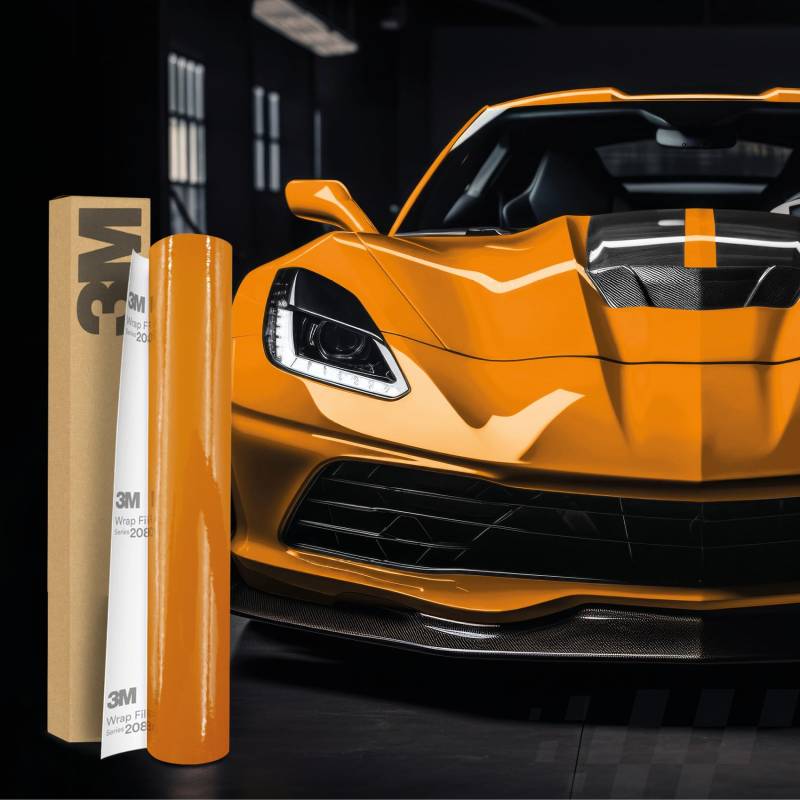 3M 2080 Car Wrapping Folie Selbstklebende Autofolie für Auto Motorrad Boot 3D Lackschutzfolie mit Luftkanälen zum Folieren (G24 Gloss Deep Orange, 450 x 152cm) von Finest Folia