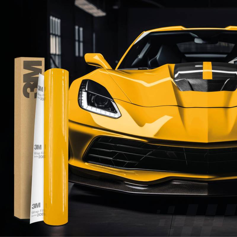 3M 2080 Car Wrapping Folie Selbstklebende Autofolie für Auto Motorrad Boot 3D Lackschutzfolie mit Luftkanälen zum Folieren (G25 Gloss Sunflower, 500 x 152cm) von Finest Folia