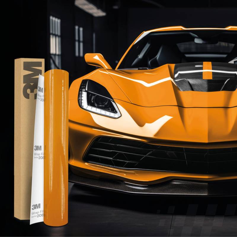 3M 2080 Car Wrapping Folie Selbstklebende Autofolie für Auto Motorrad Boot 3D Lackschutzfolie mit Luftkanälen zum Folieren (G54 Gloss Bright Orange, 500 x 152cm) von Finest Folia