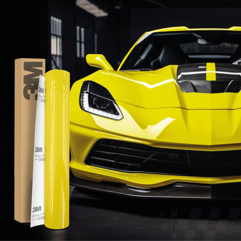 3M 2080 Car Wrapping Folie Selbstklebende Autofolie für Auto Motorrad Boot 3D Lackschutzfolie mit Luftkanälen zum Folieren (G55 Gloss Lucid Yellow, 22,86m x 152cm (Vollrolle)) von Finest Folia
