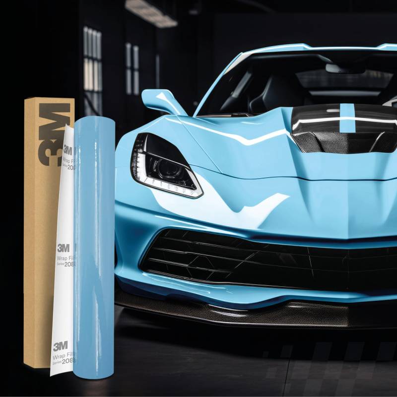 3M 2080 Car Wrapping Folie Selbstklebende Autofolie für Auto Motorrad Boot 3D Lackschutzfolie mit Luftkanälen zum Folieren (G77 Gloss Sky Blue, 450 x 152cm) von Finest Folia