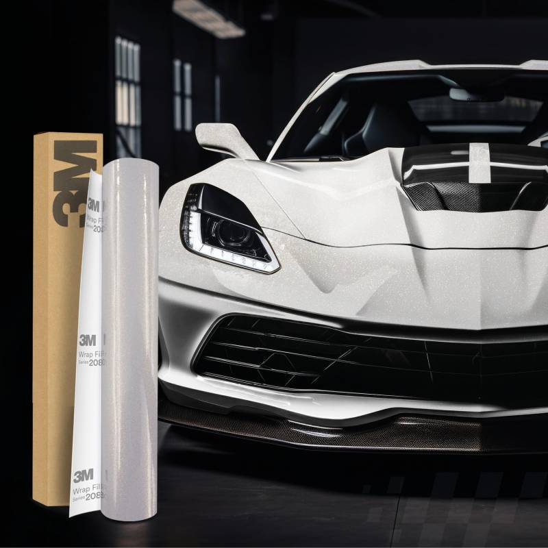 3M 2080 Car Wrapping Folie Selbstklebende Autofolie für Auto Motorrad Boot 3D Lackschutzfolie mit Luftkanälen zum Folieren (GP240 Gloss White Gold Sparkle, 450 x 152cm) von Finest Folia