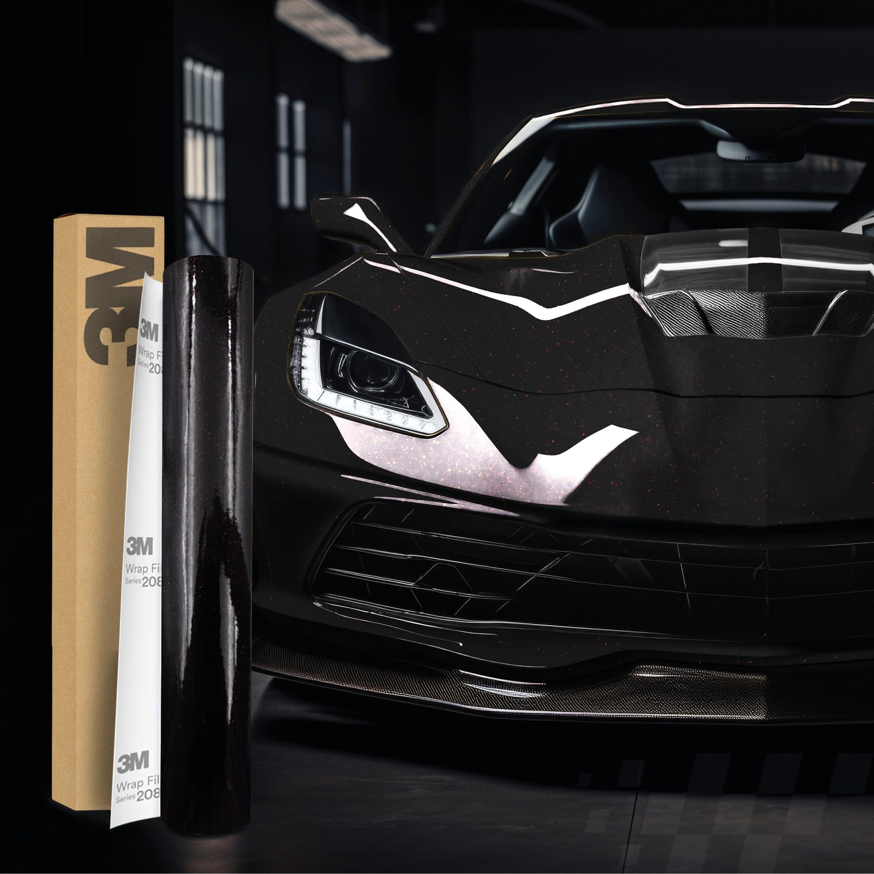 3M 2080 Car Wrapping Folie Selbstklebende Autofolie für Auto Motorrad Boot 3D Lackschutzfolie mit Luftkanälen zum Folieren (GP282 Gloss Ember Black, 22,86m x 152cm (Vollrolle)) von Finest Folia