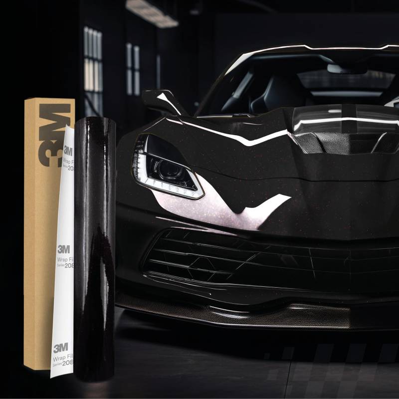3M 2080 Car Wrapping Folie Selbstklebende Autofolie für Auto Motorrad Boot 3D Lackschutzfolie mit Luftkanälen zum Folieren (GP282 Gloss Ember Black, 22,86m x 152cm (Vollrolle)) von Finest Folia