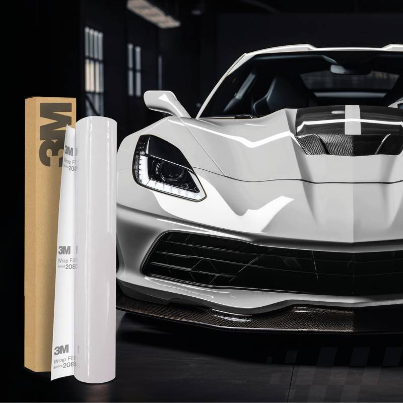 3M 2080 Car Wrapping Folie Selbstklebende Autofolie für Auto Motorrad Boot 3D Lackschutzfolie mit Luftkanälen zum Folieren (HG10 High Gloss White, 300 x 152cm) von Finest Folia