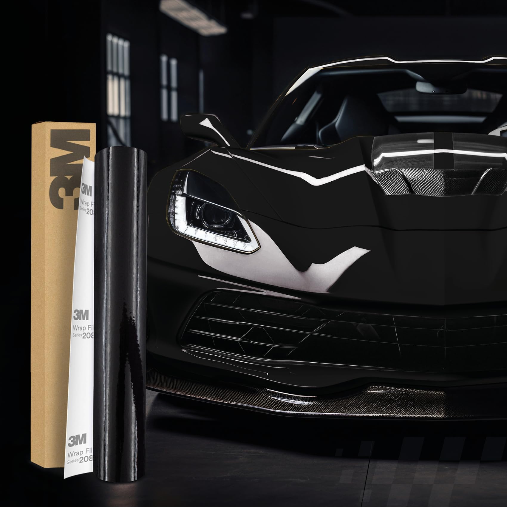 3M 2080 Car Wrapping Folie Selbstklebende Autofolie für Auto Motorrad Boot 3D Lackschutzfolie mit Luftkanälen zum Folieren (HG12 High Gloss Black, 450 x 152cm) von Finest Folia