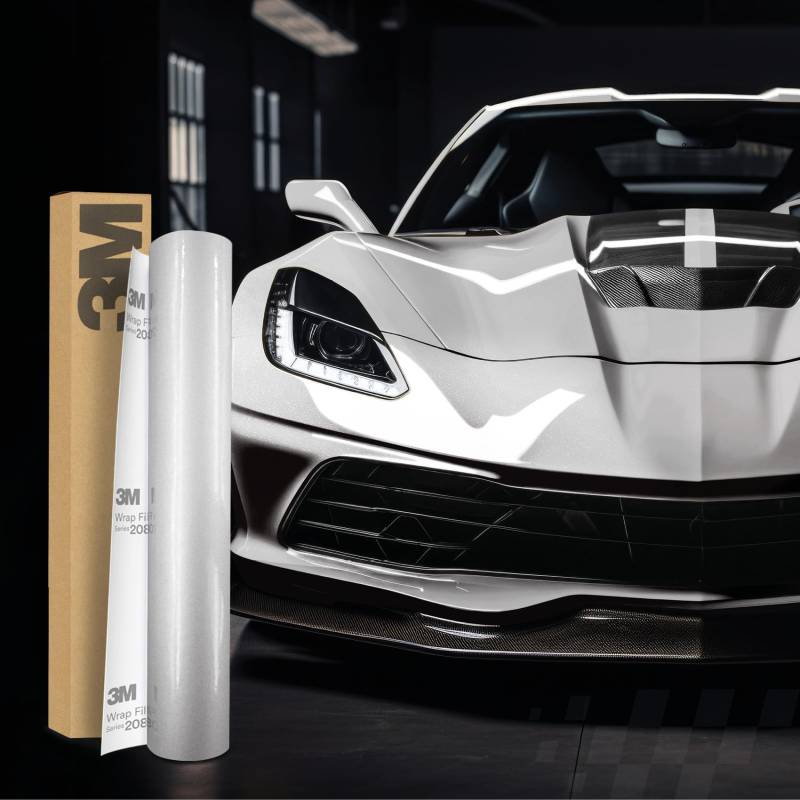 3M 2080 Car Wrapping Folie Selbstklebende Autofolie für Auto Motorrad Boot 3D Lackschutzfolie mit Luftkanälen zum Folieren (HG120 High Gloss White Aluminum, 250 x 152cm) von Finest Folia