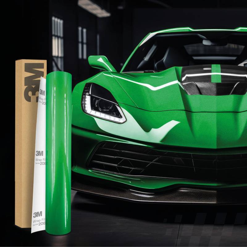 3M 2080 Car Wrapping Folie Selbstklebende Autofolie für Auto Motorrad Boot 3D Lackschutzfolie mit Luftkanälen zum Folieren (HG336 High Gloss Green Envy, 400 x 152cm) von Finest Folia