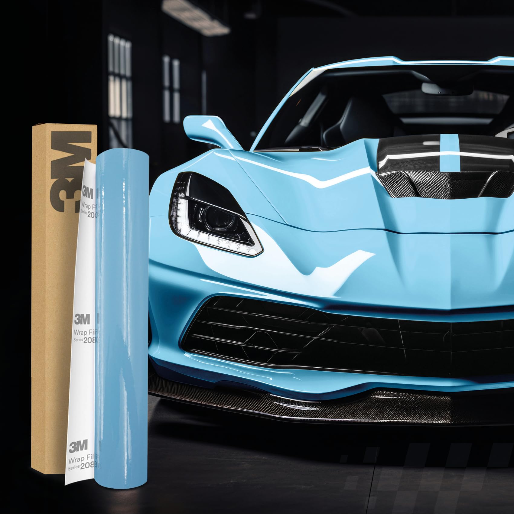 3M 2080 Car Wrapping Folie Selbstklebende Autofolie für Auto Motorrad Boot 3D Lackschutzfolie mit Luftkanälen zum Folieren (HG77 High Gloss Sky Blue, 500 x 152cm) von Finest Folia