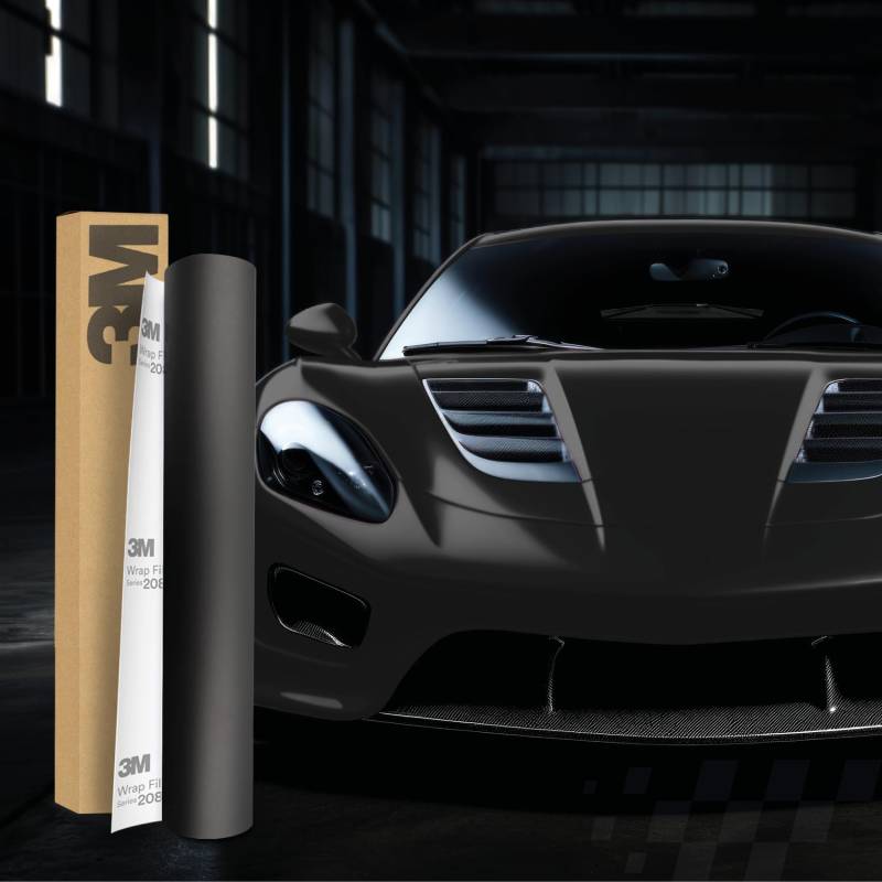 3M 2080 Car Wrapping Folie Selbstklebende Autofolie für Auto Motorrad Boot 3D Lackschutzfolie mit Luftkanälen zum Folieren (M12 Matte Black, 500 x 152cm) von Finest Folia