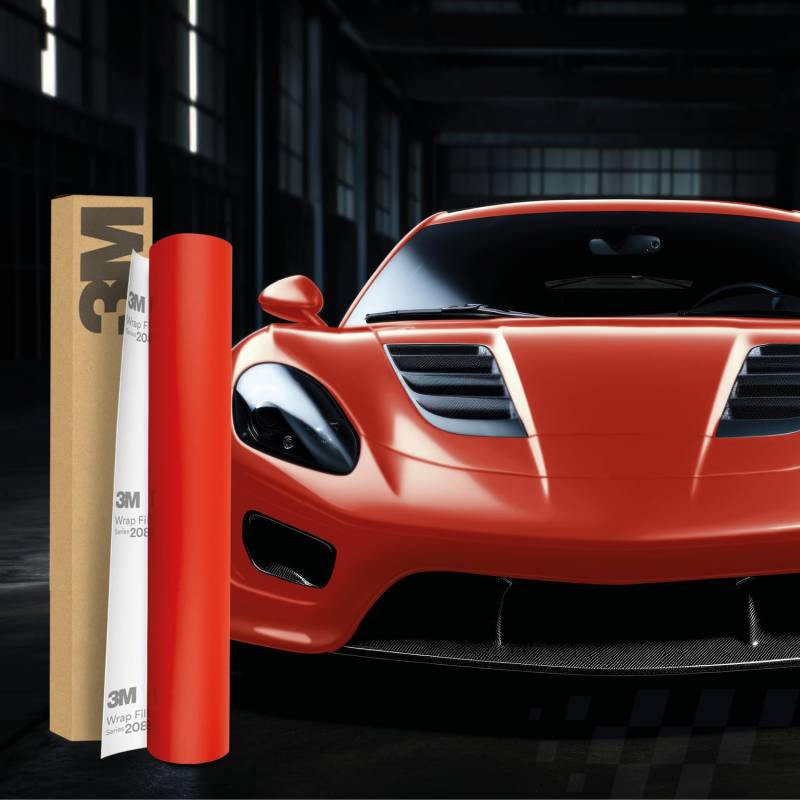 3M 2080 Car Wrapping Folie Selbstklebende Autofolie für Auto Motorrad Boot 3D Lackschutzfolie mit Luftkanälen zum Folieren (M13 Matte Red, 450 x 152cm) von Finest Folia