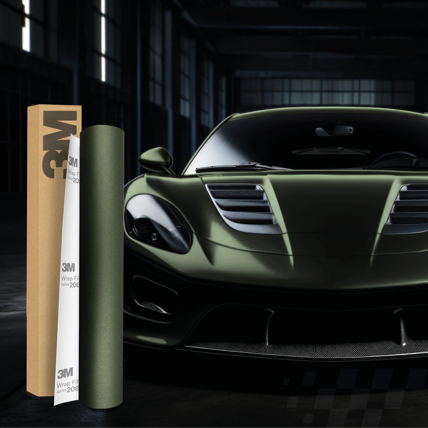 3M 2080 Car Wrapping Folie Selbstklebende Autofolie für Auto Motorrad Boot 3D Lackschutzfolie mit Luftkanälen zum Folieren (M206 Matte Pine Green Metallic, 450 x 152cm) von Finest Folia