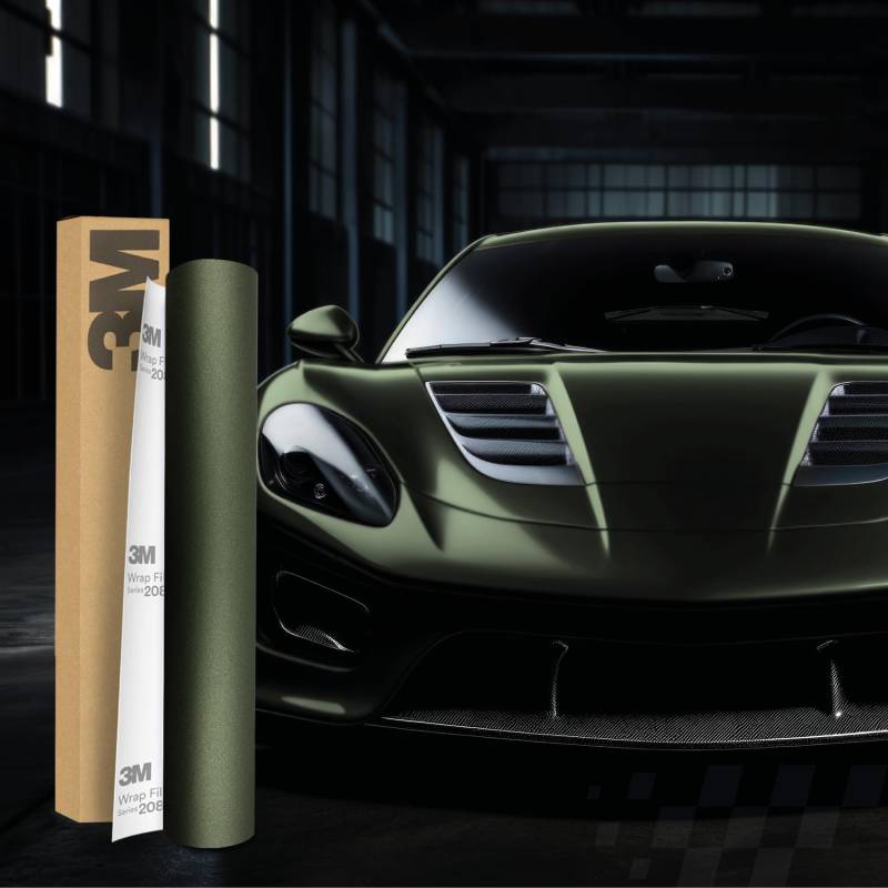 3M 2080 Car Wrapping Folie Selbstklebende Autofolie für Auto Motorrad Boot 3D Lackschutzfolie mit Luftkanälen zum Folieren (M206 Matte Pine Green Metallic, 450 x 152cm) von Finest Folia