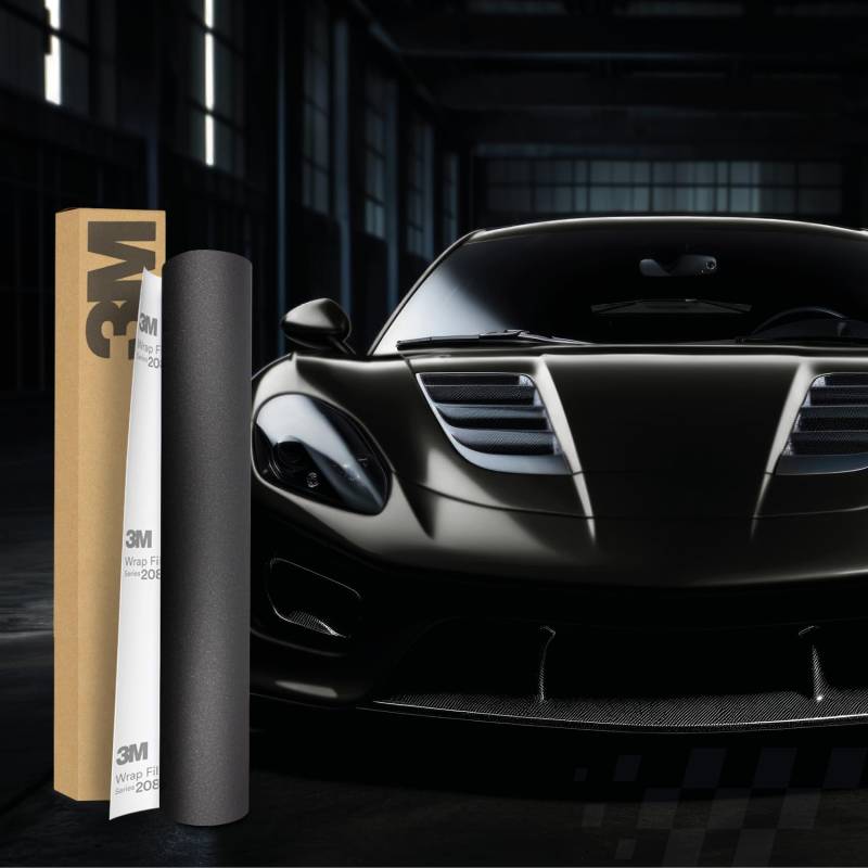 3M 2080 Car Wrapping Folie Selbstklebende Autofolie für Auto Motorrad Boot 3D Lackschutzfolie mit Luftkanälen zum Folieren (M212 Matte Black Metallic, 22,86m x 152cm (Vollrolle)) von Finest Folia