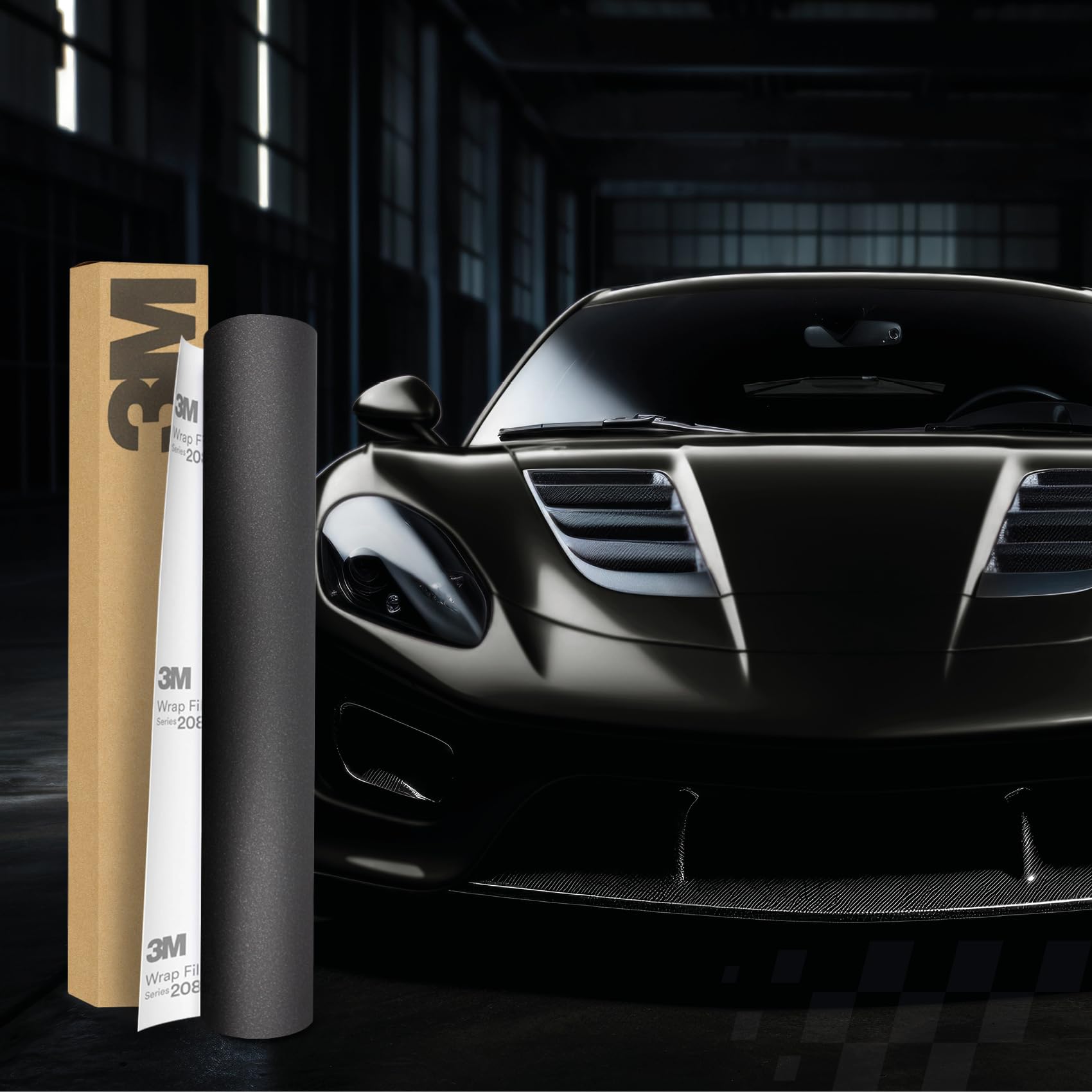 3M 2080 Car Wrapping Folie Selbstklebende Autofolie für Auto Motorrad Boot 3D Lackschutzfolie mit Luftkanälen zum Folieren (M212 Matte Black Metallic, 450 x 152cm) von Finest Folia