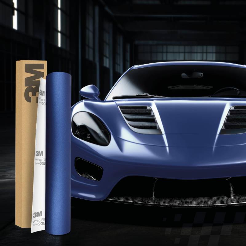 3M 2080 Car Wrapping Folie Selbstklebende Autofolie für Auto Motorrad Boot 3D Lackschutzfolie mit Luftkanälen zum Folieren (M217 Matte Slate Blue Metallic, 450 x 152cm) von Finest Folia