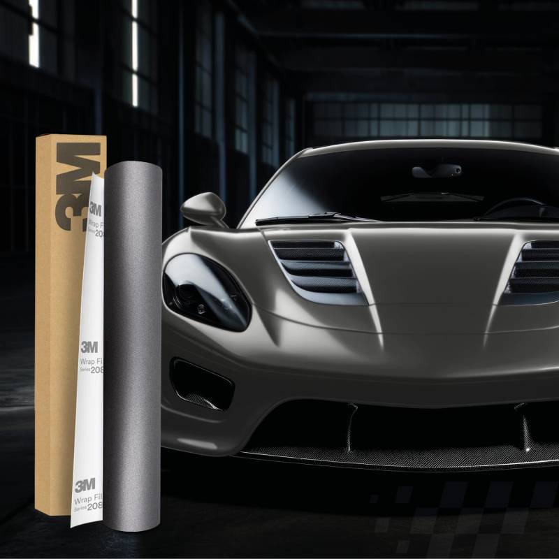3M 2080 Car Wrapping Folie Selbstklebende Autofolie für Auto Motorrad Boot 3D Lackschutzfolie mit Luftkanälen zum Folieren (M261 Matte Dark Gray, 22,86m x 152cm (Vollrolle)) von Finest Folia