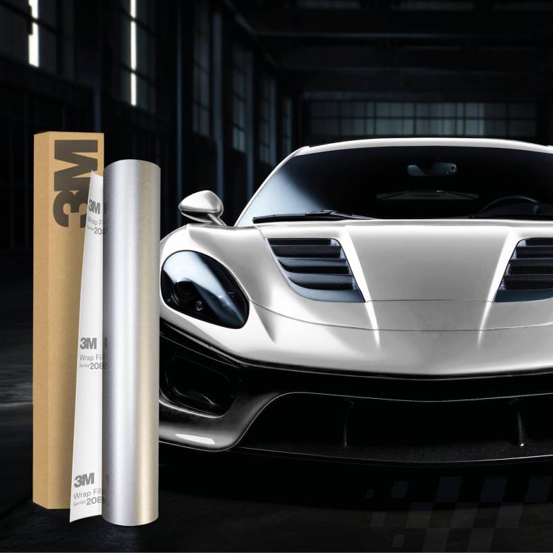 3M 2080 Car Wrapping Folie Selbstklebende Autofolie für Auto Motorrad Boot 3D Lackschutzfolie mit Luftkanälen zum Folieren (S120 Satin White Aluminum, 500 x 152cm) von Finest Folia