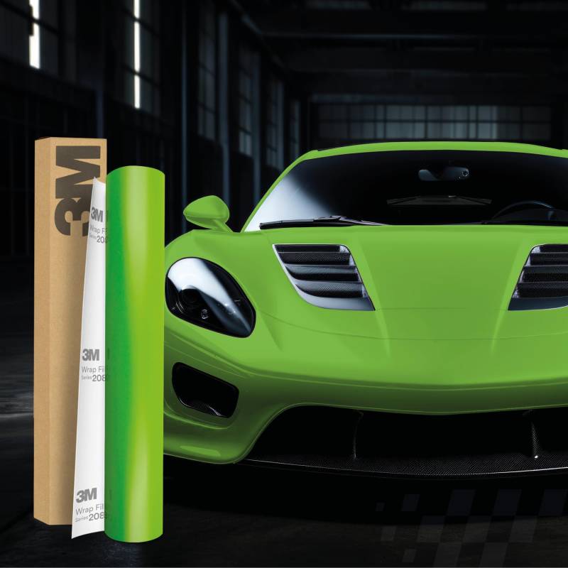 3M 2080 Car Wrapping Folie Selbstklebende Autofolie für Auto Motorrad Boot 3D Lackschutzfolie mit Luftkanälen zum Folieren (S196 Satin Apple Green, 22,86m x 152cm (Vollrolle)) von Finest Folia